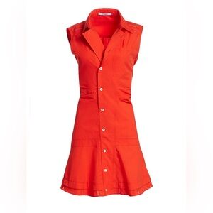 Derek Lam 10 Crosby Santina Mini Sleeveless Ruched Poplin Shirtdress